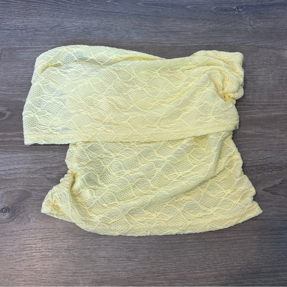 one shoulder musera butter yellow tube top